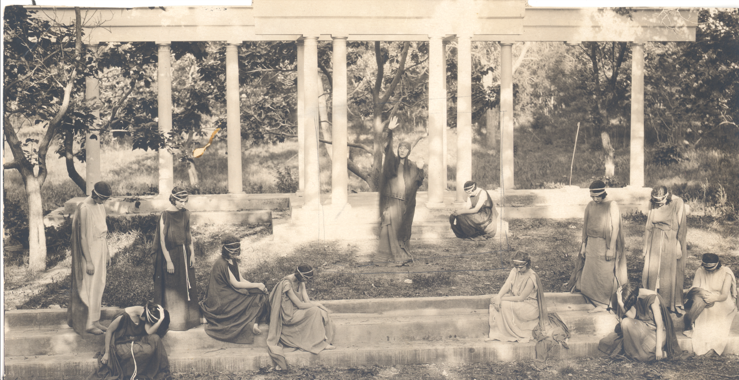 Sepia-toned image of USAO's Greek Theater in the 1920s