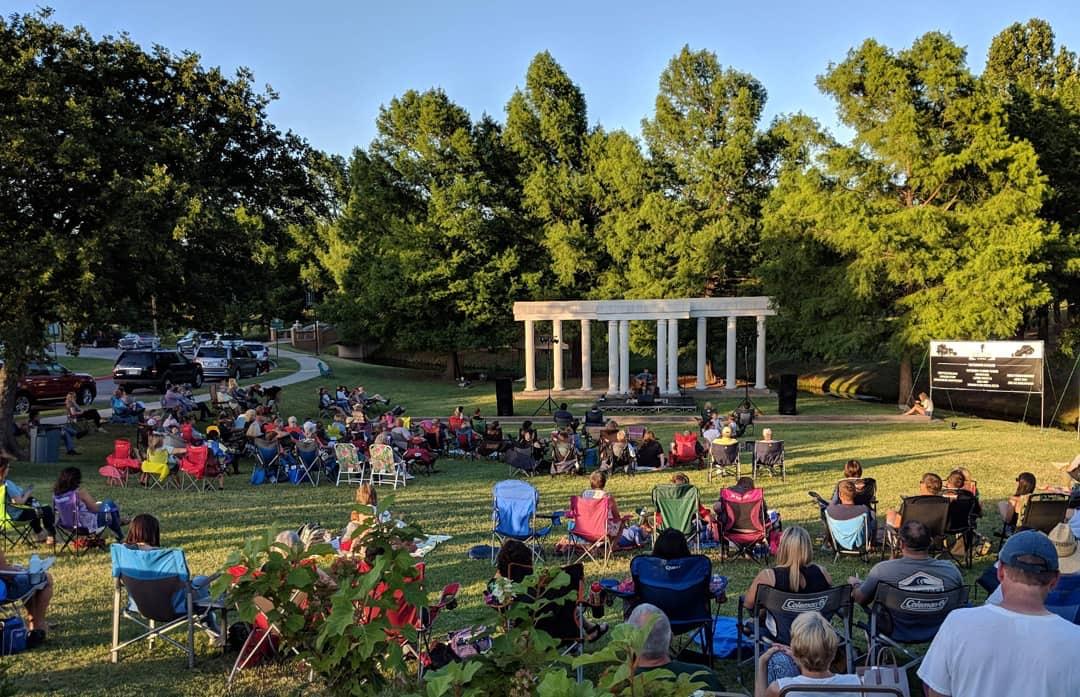 USAO's Listen Local with a crowd of people looking towards the Greek Theater.