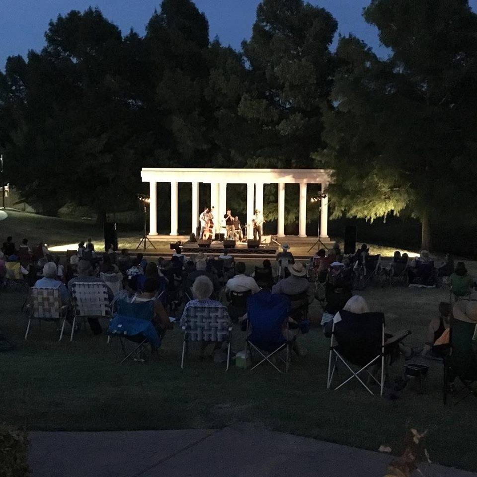 Greek theater lit up at night