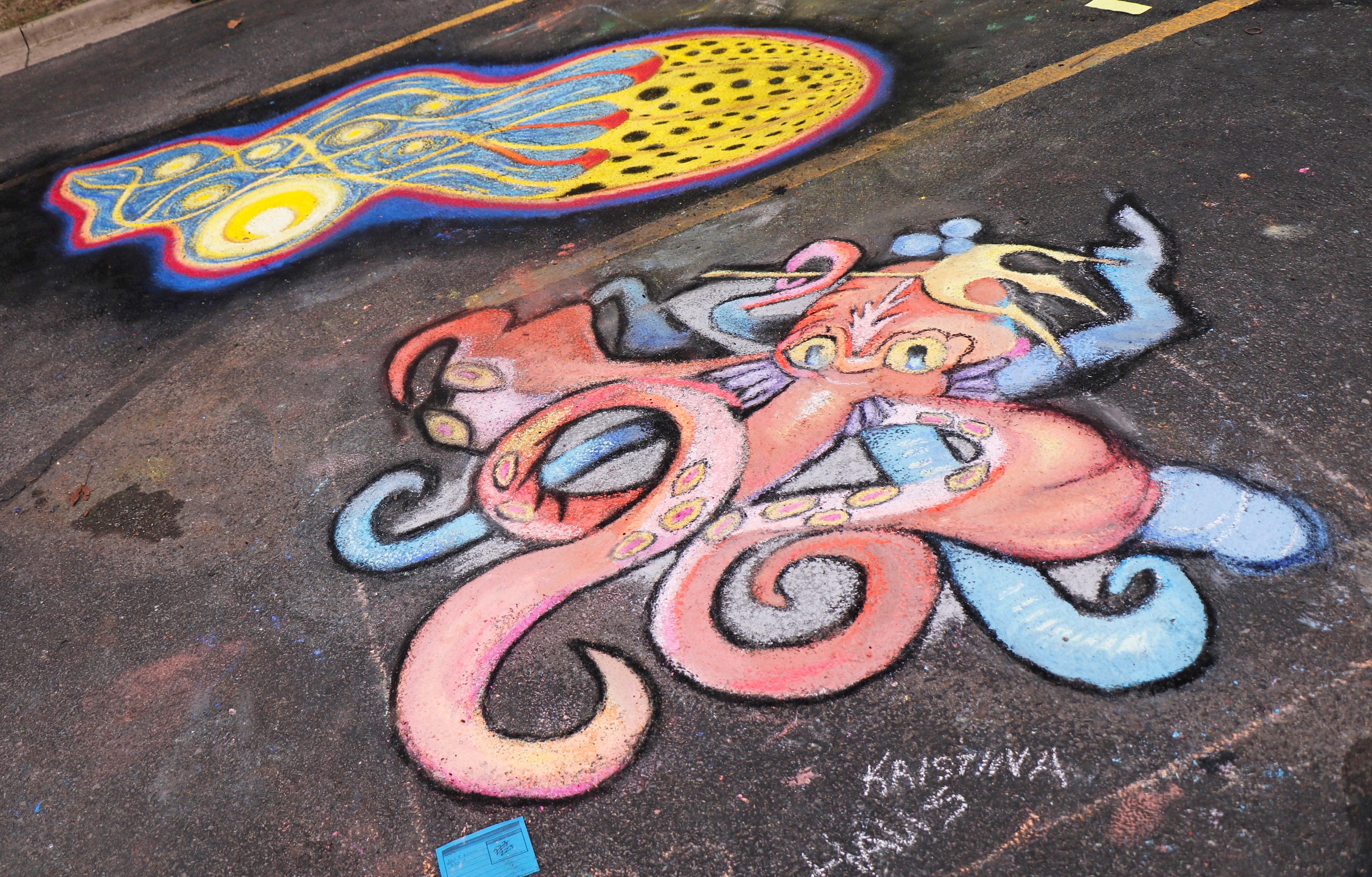Octopus chalk art