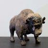ceramic buffalo sculpture