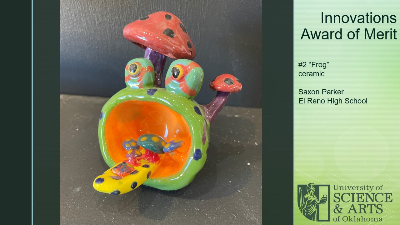 Award of Merit: "Frog" by Saxon Parker | El Reno H.S. | ceramic