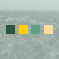 Colored circles overlaid on a light green image of campus from aerial view