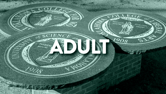 graphic titled "adult" - hyperlinked to adult students page
