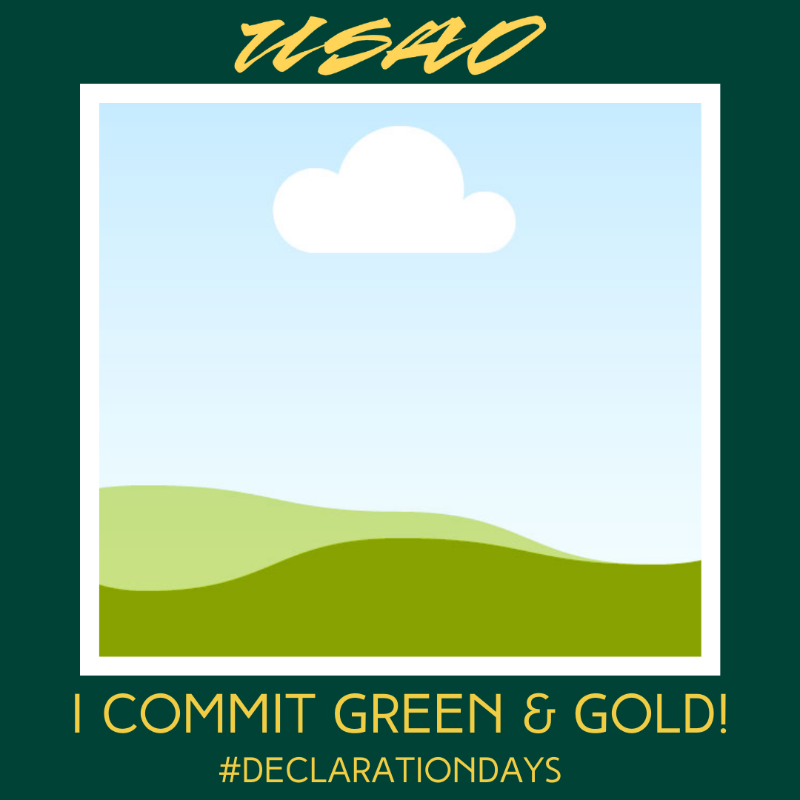 Graphic that says I commit green and gold #declaration days