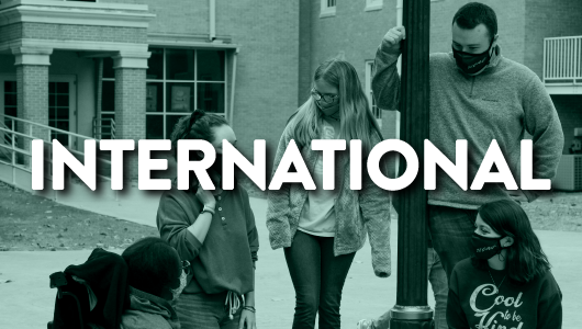 graphic titled "international" - hyperlinked to international students page