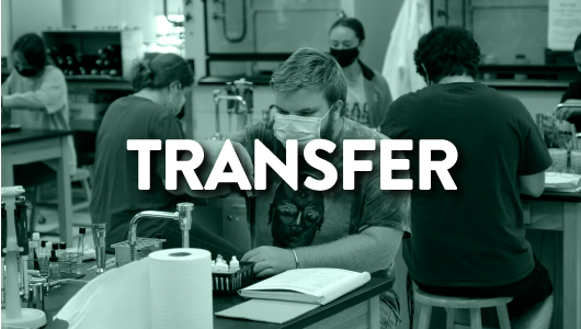 graphic titled "transfer" - hyperlinked to transfer students page