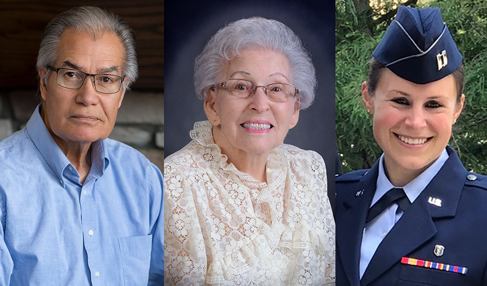 Portraits of three people from the Hall of Fame