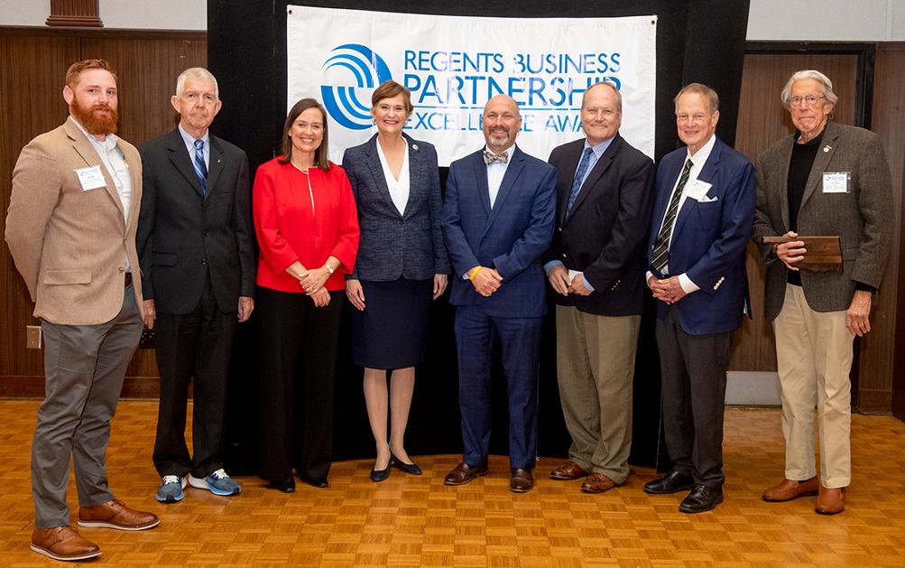 A photo of representatives from USAO, the city of Chickasha, and the Oklahoma State Regents for Higher Education during the awards presentation