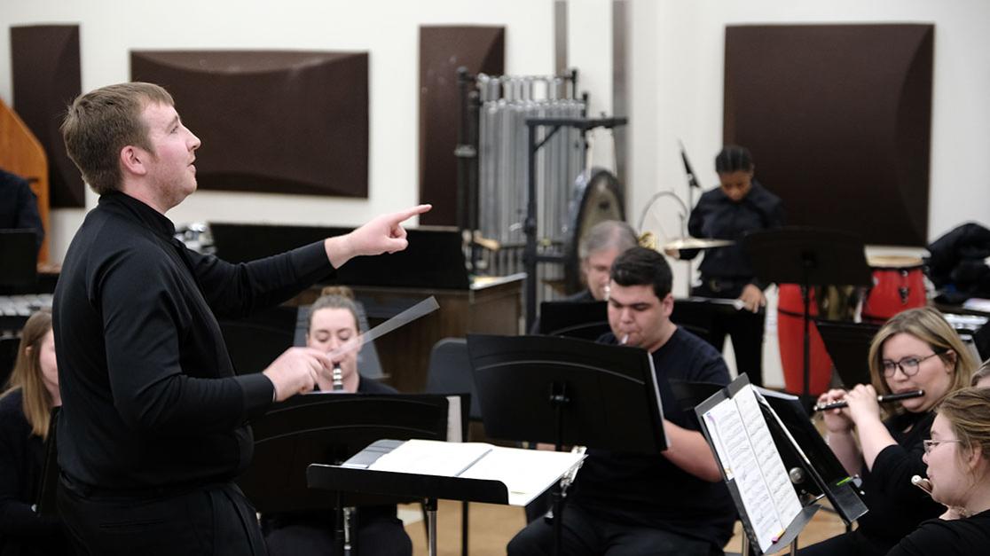 Kaleb Benda serves as the director of the USAO Concert Band