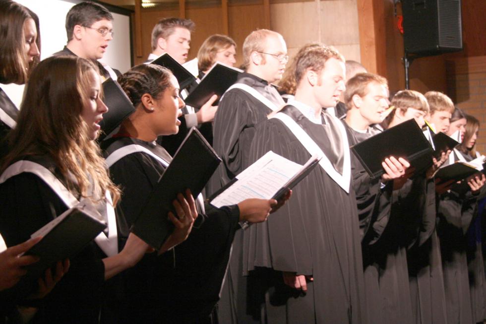 Choir singing on stage 