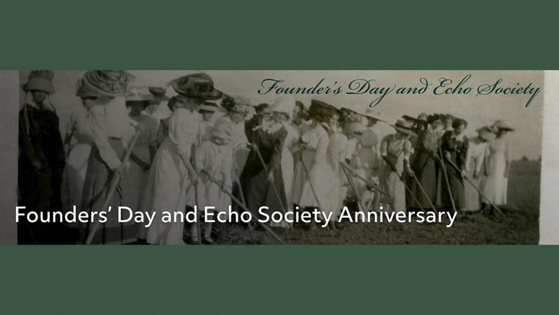 An old black and white photo of the groundbreaking for the original Oklahoma College for Women