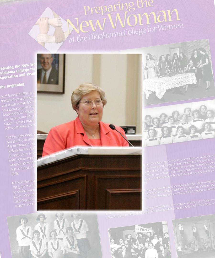 A woman giving a speech in front of podium