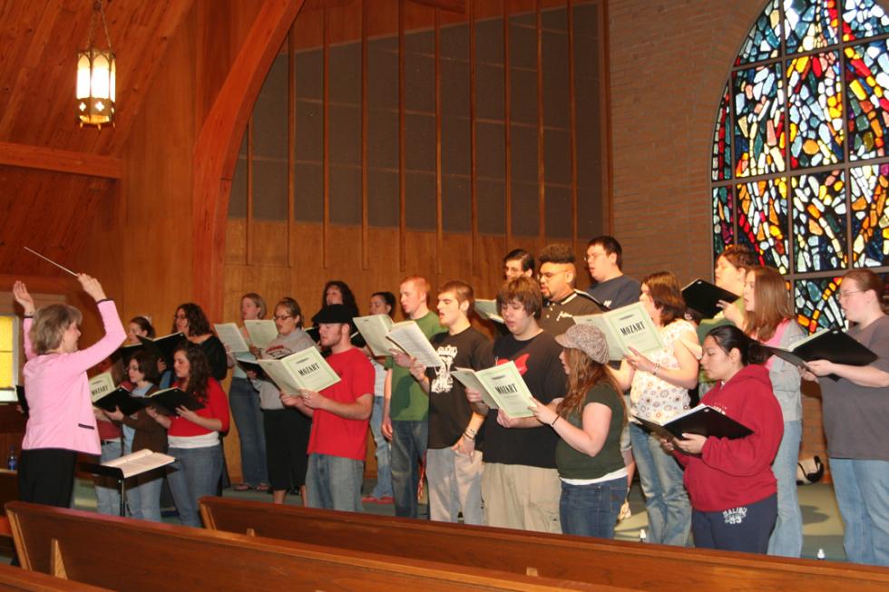 Choir singing on stage 